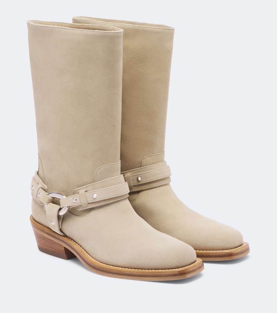 Biker-Boots aus Veloursleder