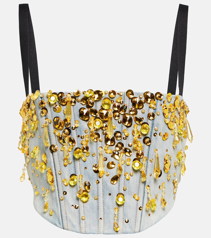 Miu Miu Embellished denim bustier