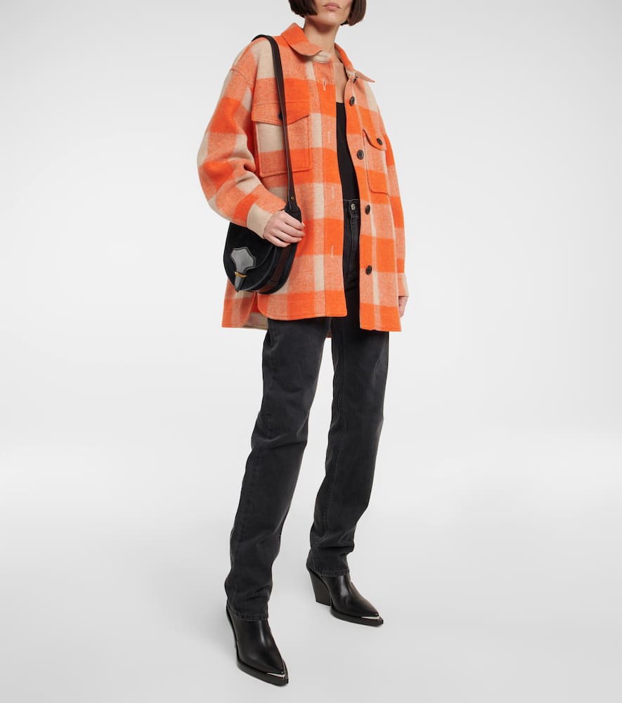 Shop Isabel Marant Étoile Harveli Checked Jacket In Orange