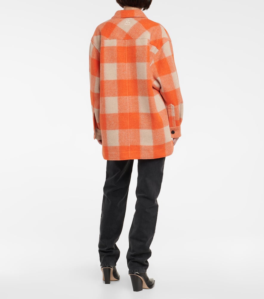 Shop Isabel Marant Étoile Harveli Checked Jacket In Orange