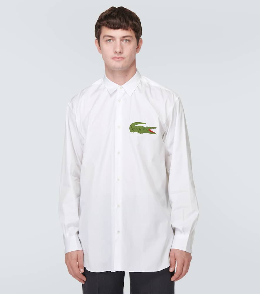 Shop Comme Des Garçons Shirt X Lacoste Logo Cotton Poplin Shirt In White