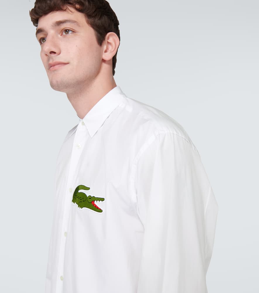 Shop Comme Des Garçons Shirt X Lacoste Logo Cotton Poplin Shirt In White