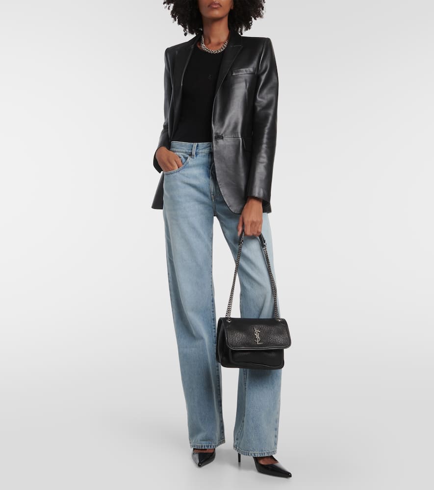 Saint Laurent Niki Baby Leather Shoulder Bag In Black