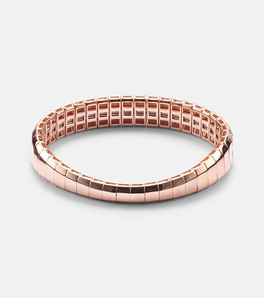 Shay Jewelry Diamond Pave Scales Stretch 18kt Rose Gold Bracelet With Ruby And Diamond In Gold