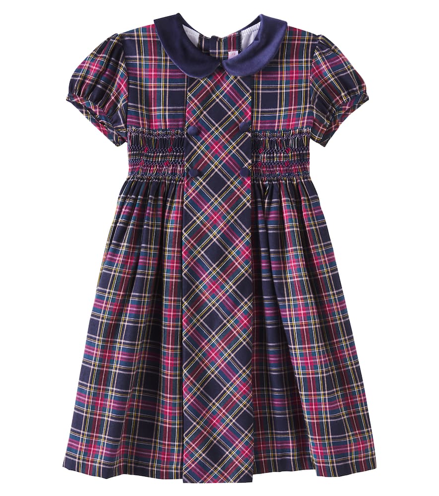 La Coqueta Arcadia shirred plaid cotton-blend dress