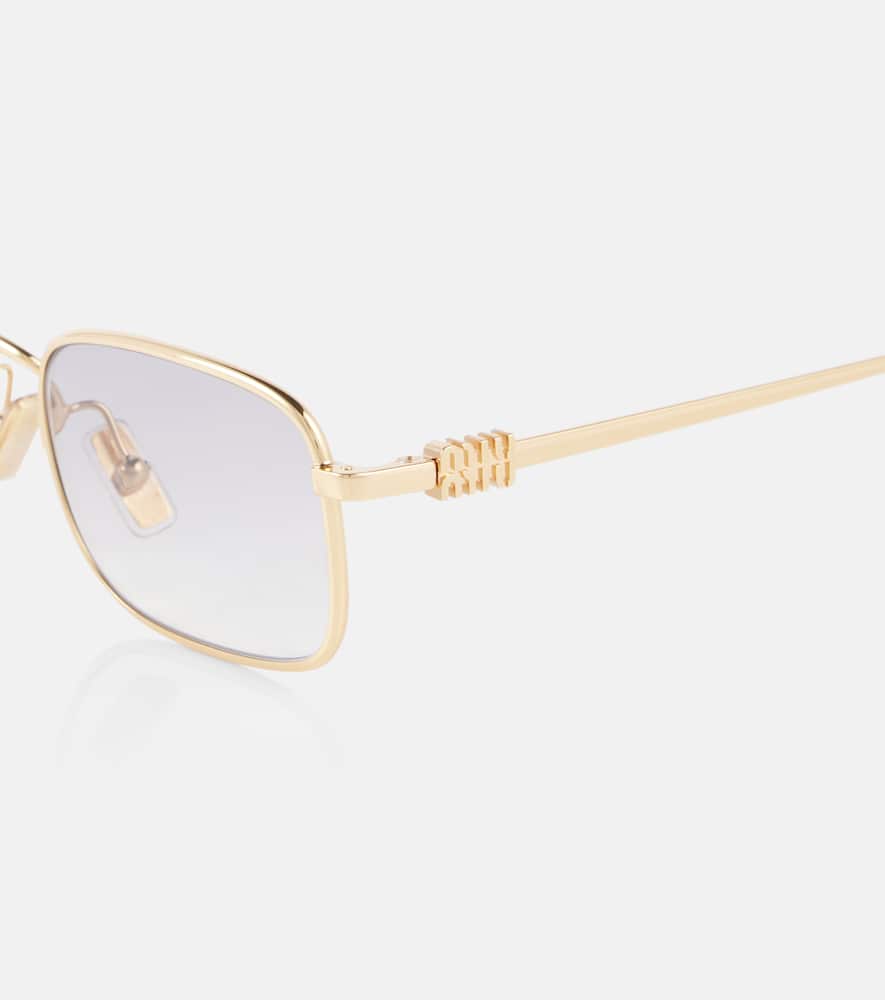 Miu Miu Rectangle Sunglasses In Gold