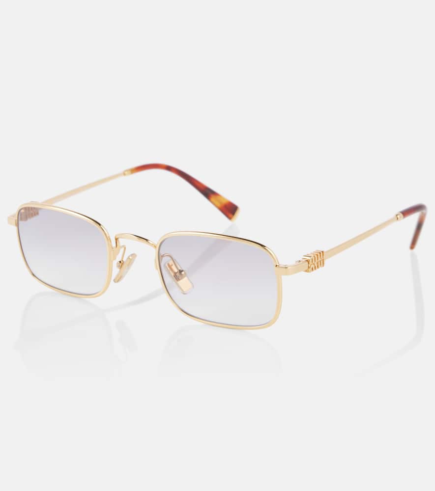 Miu Miu Rectangle Sunglasses In Gold