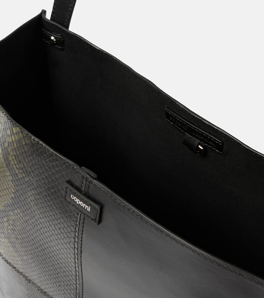 Coperni Patchwork Snake-effect Leather Tote Bag In Black