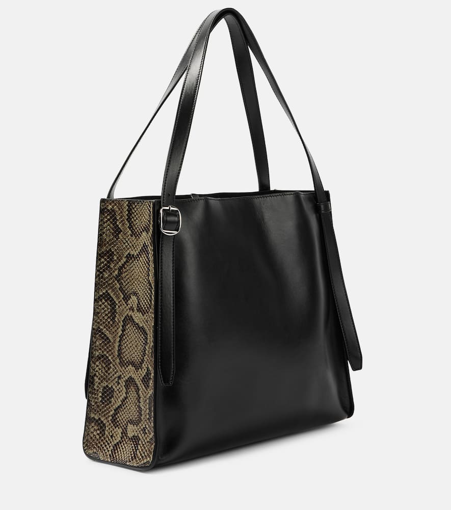 Coperni Patchwork Snake-effect Leather Tote Bag In Black