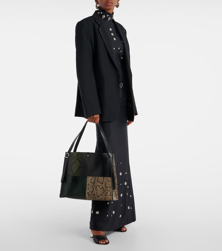 Coperni Patchwork Snake-effect Leather Tote Bag In Black