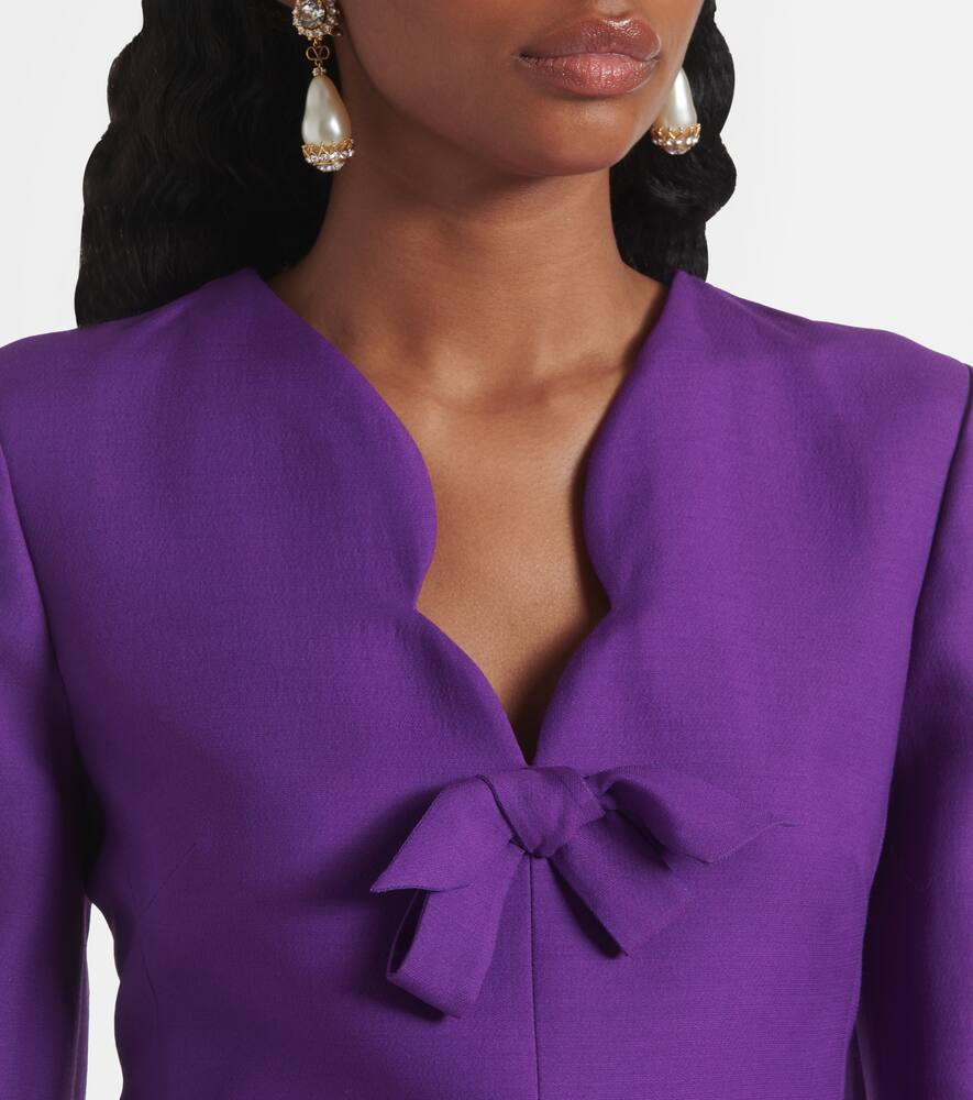 Valentino Crepe Couture Scalloped Minidress In Purple