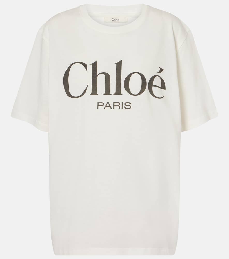 Shop Chloé Logo Cotton Jersey T-shirt In White