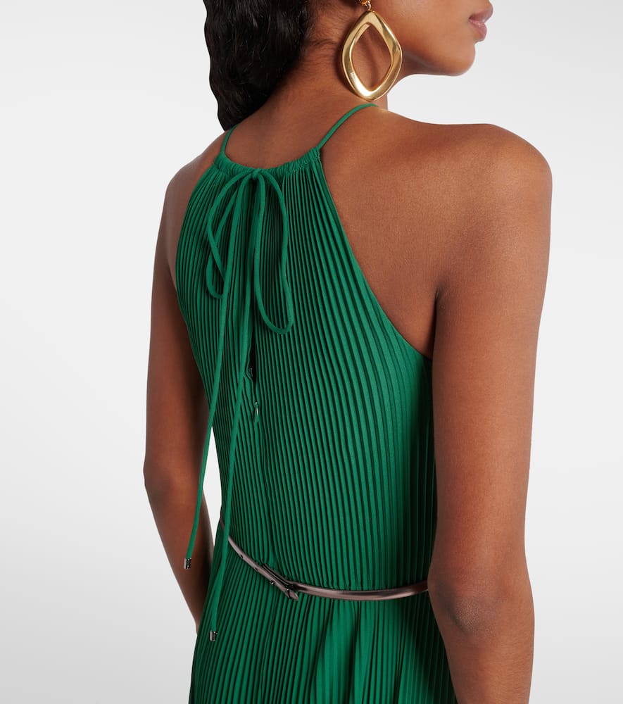Max Mara Gersa Plissé Sablé Georgette Gown In Green