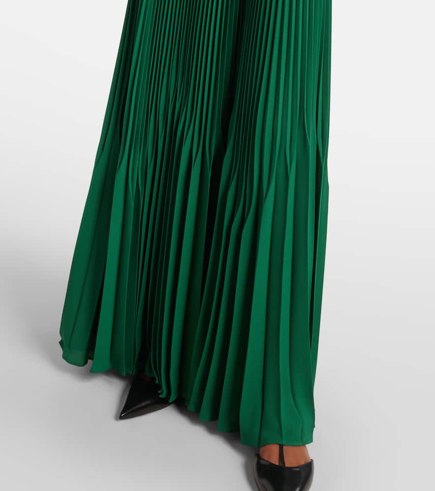 Max Mara Gersa Plissé Sablé Georgette Gown In Green