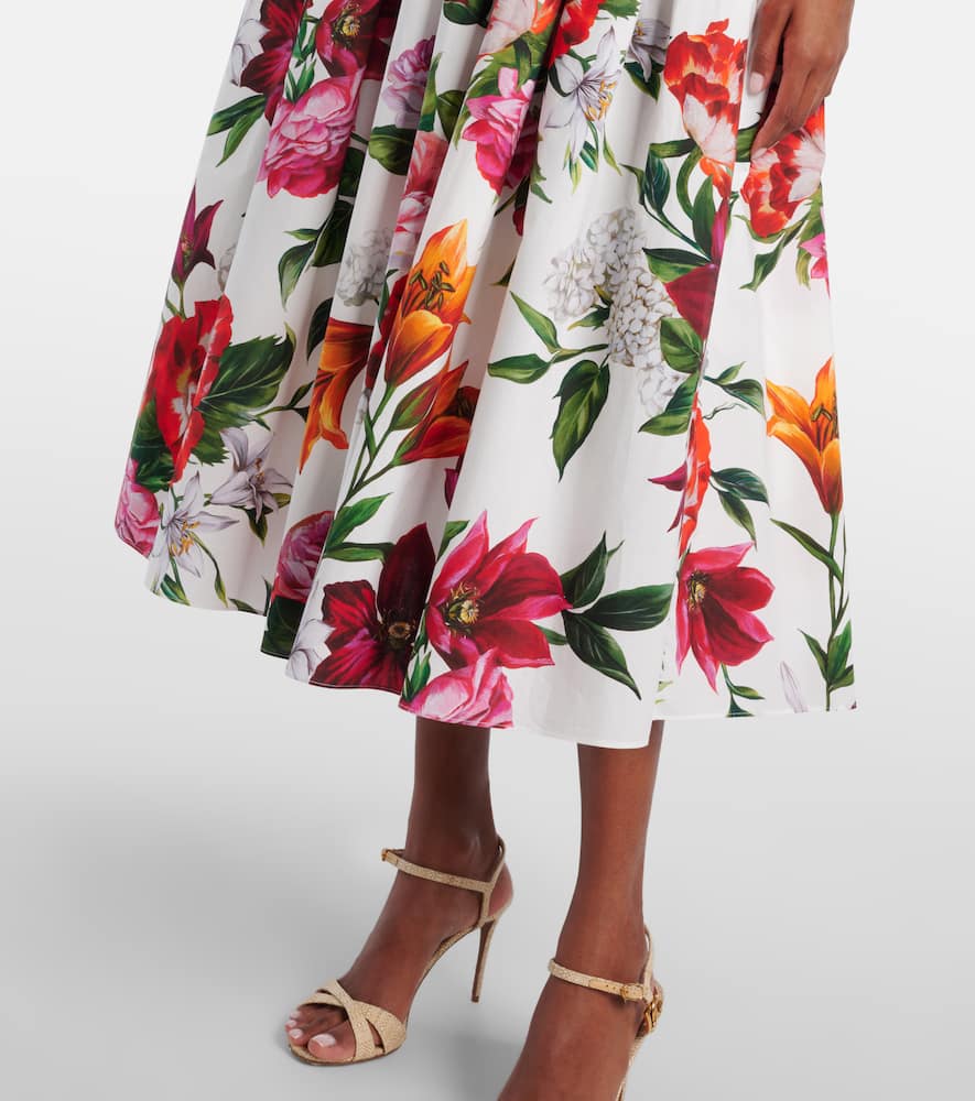 Dolce & Gabbana Sleeveless Dress In Cotton Poplin Flower Print In Animal Print