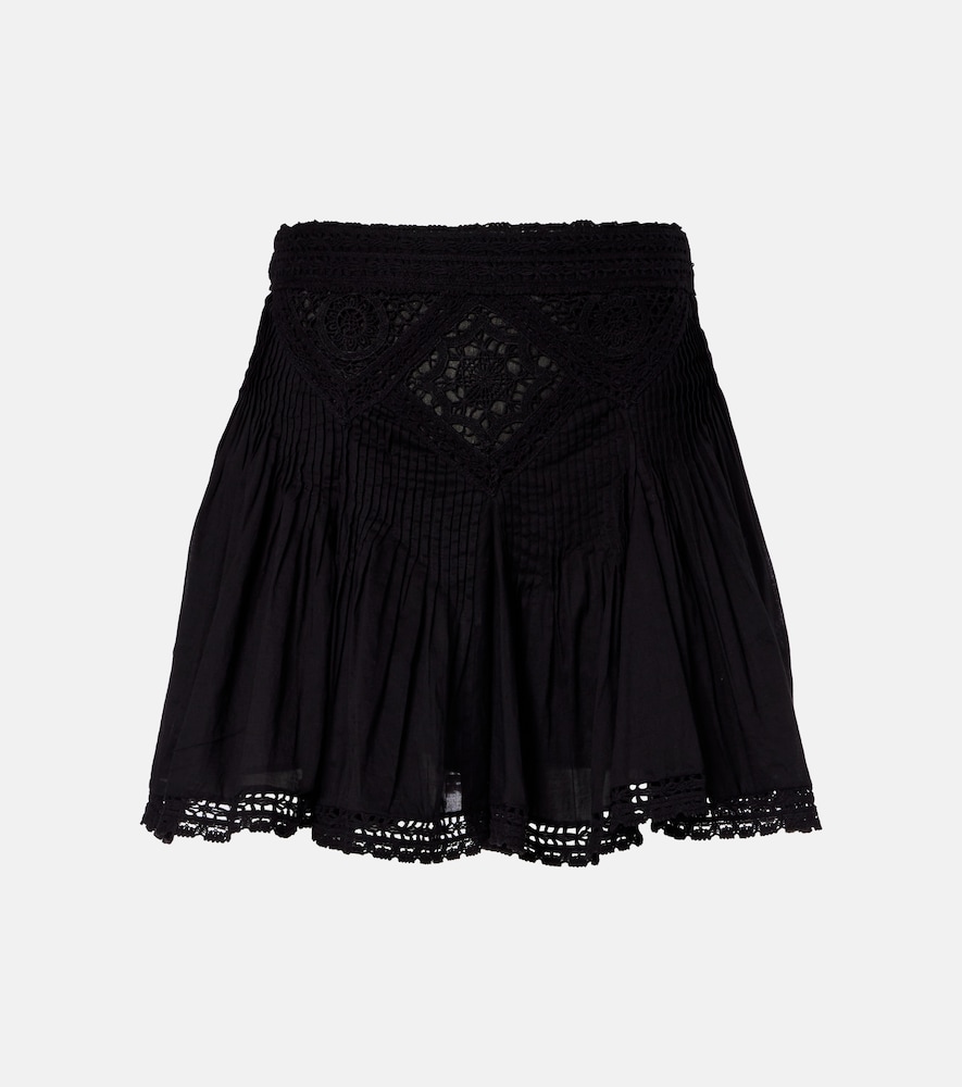 Marant Etoile Women's Black Goldie Lace-Trimmed Cotton Miniskirt UK Size 16 - Mytheresa