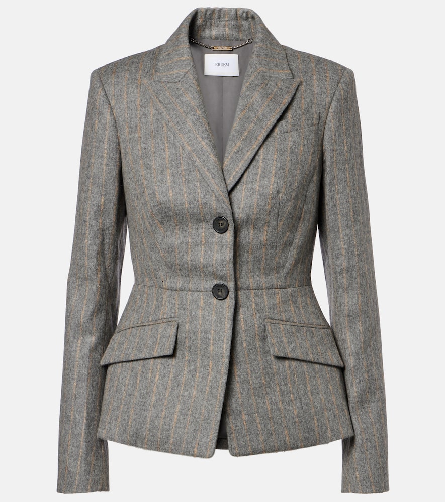 Erdem Pinstripe Wool And Mohair Blazer In Gray