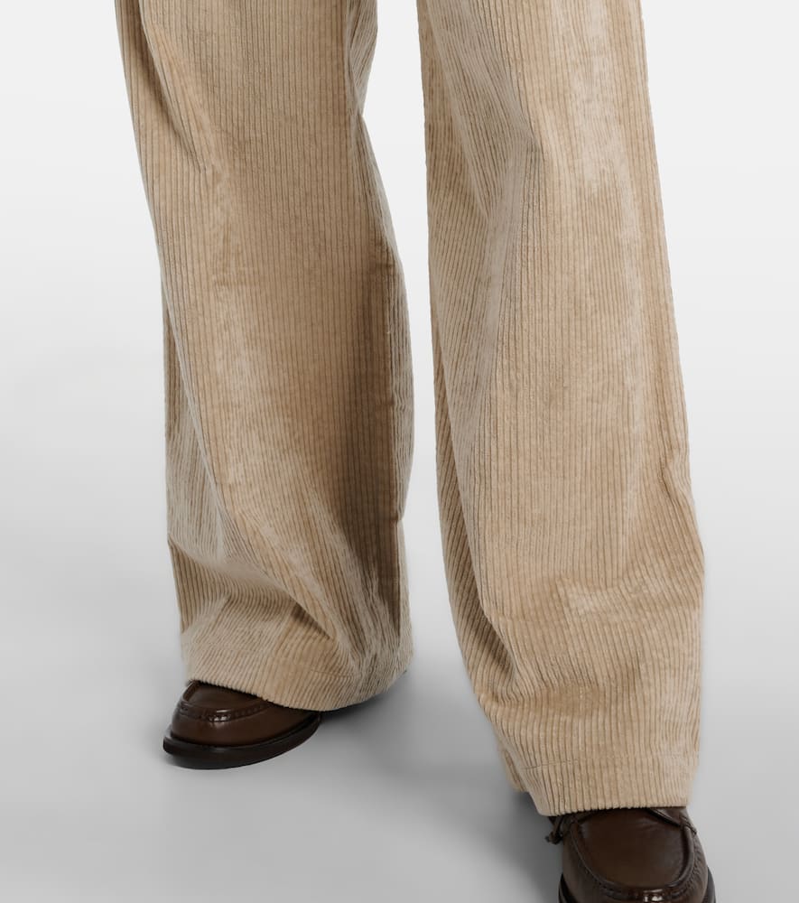 Brunello Cucinelli High-rise Cotton Corduroy Wide-leg Pants In Neutral