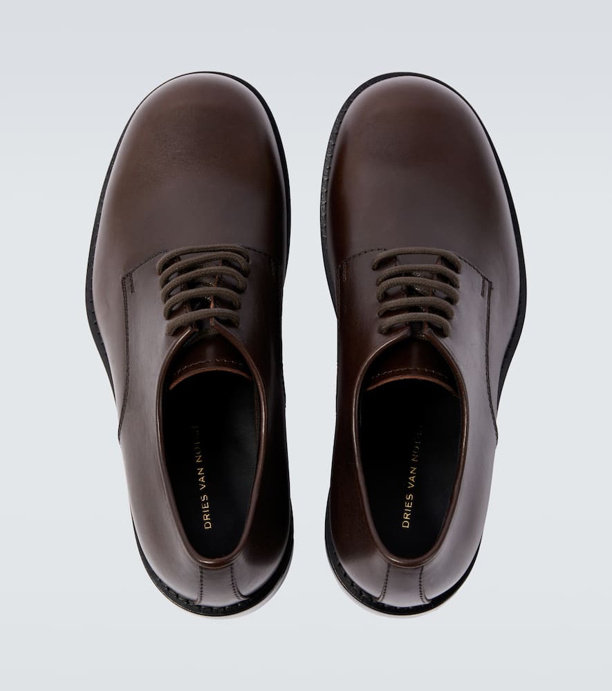 Dries Van Noten Leather Lace-up Derby Shoes In Brown
