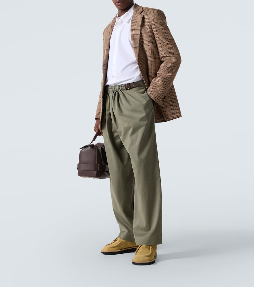 Loewe Elastic-waist Belted Trousers In Green
