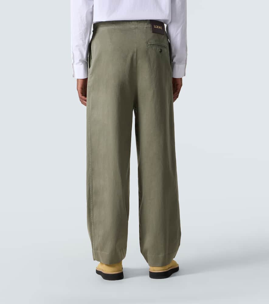 Loewe Elastic-waist Belted Trousers In Green