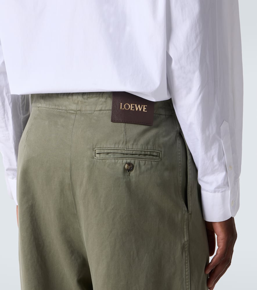 Loewe Elastic-waist Belted Trousers In Green