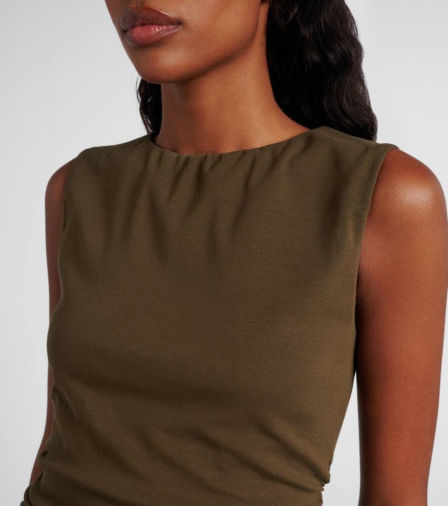 Veronica Beard Charissa Ruched Cotton-blend Midi Dress In Green