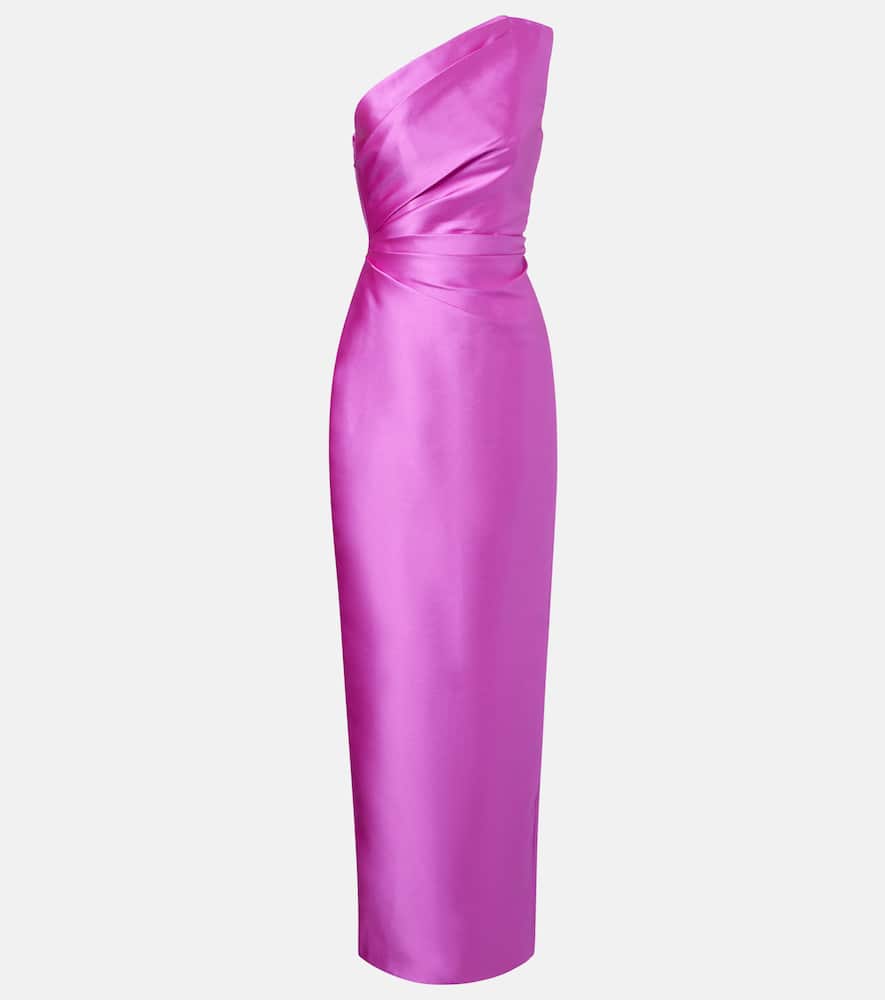 Solace London Kira Draped Satin Gown In Pink