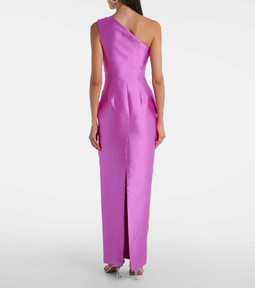 Solace London Kira Draped Satin Gown In Pink