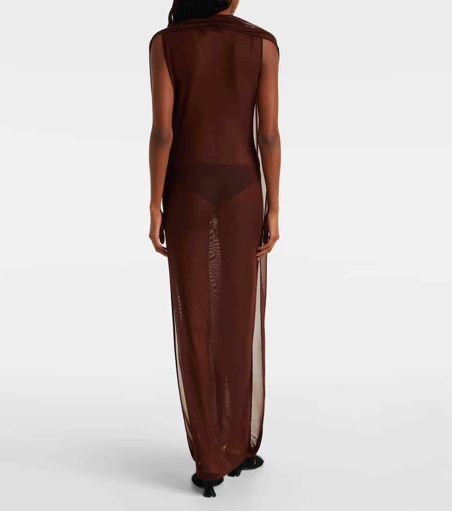 Jean Paul Gaultier Sequined Tulle Maxi Dress In Red