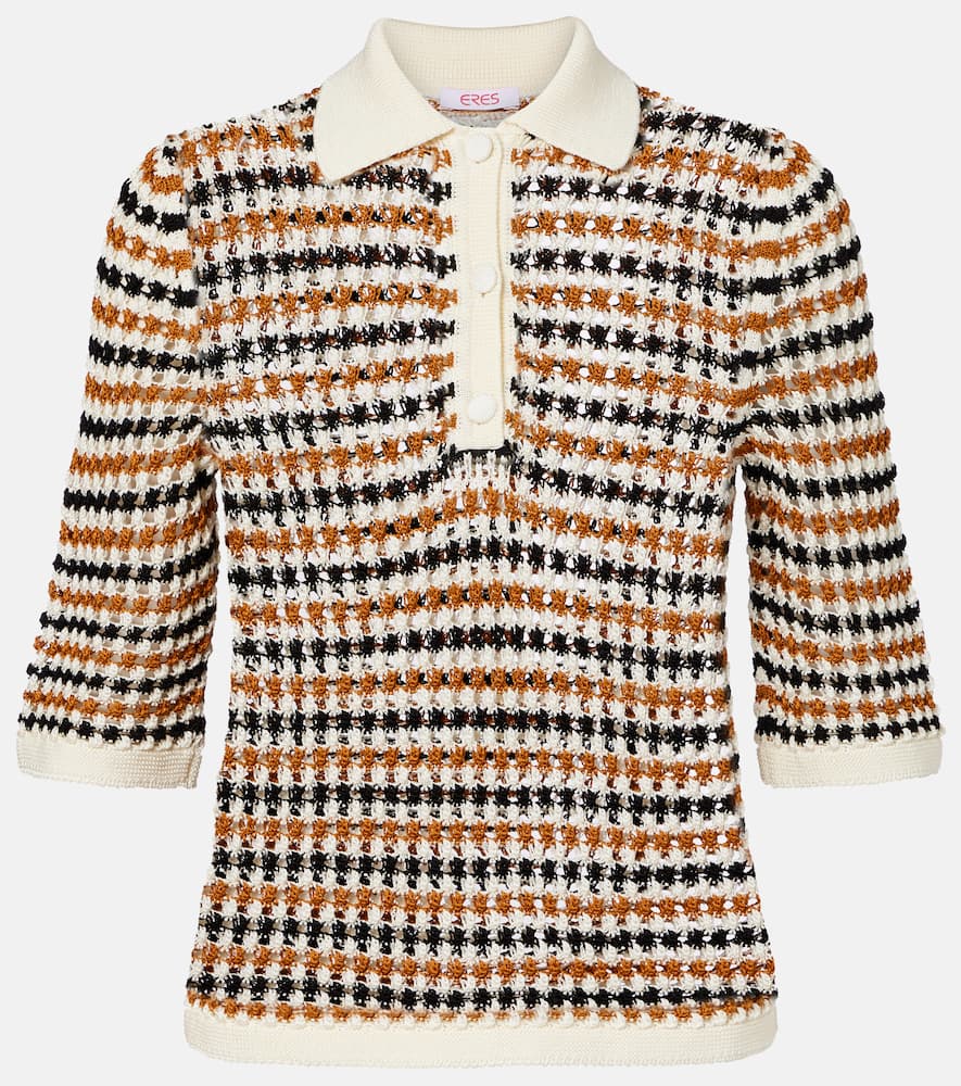 Eres Comeback Open-knit Cotton-blend Polo Shirt In Multi
