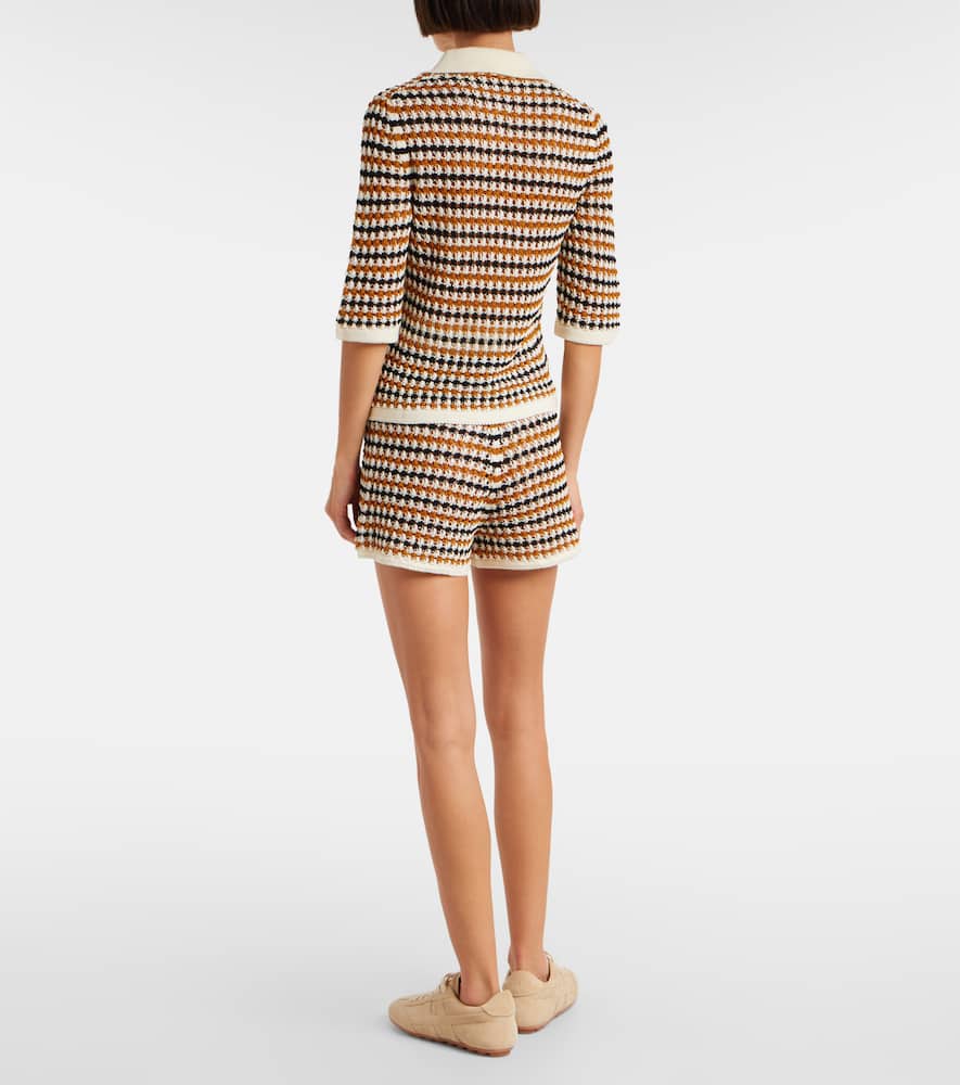 Eres Comeback Open-knit Cotton-blend Polo Shirt In Multi
