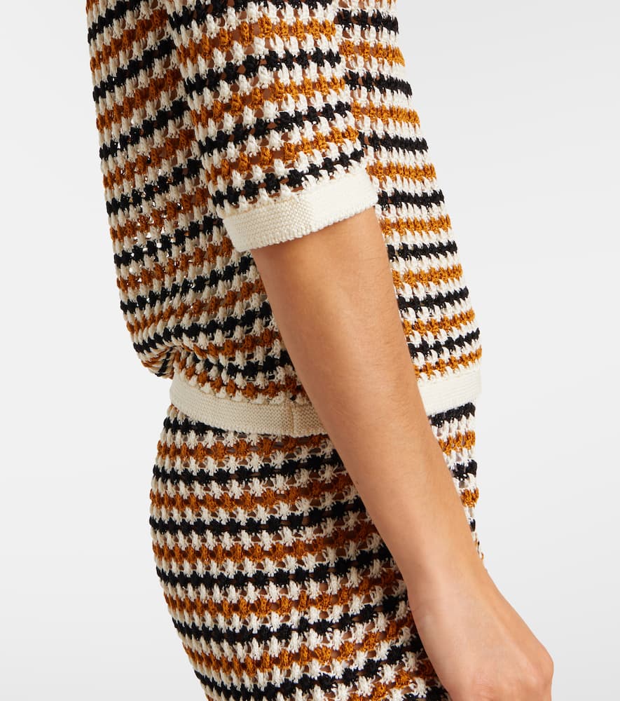 Eres Comeback Open-knit Cotton-blend Polo Shirt In Multi