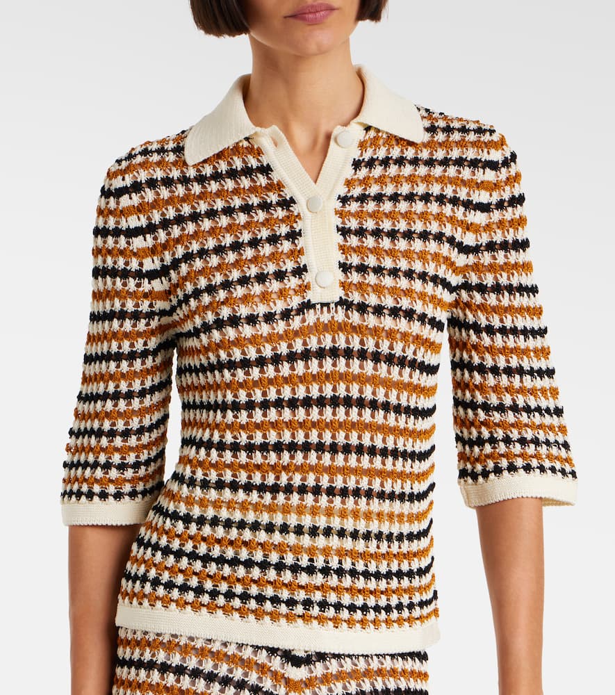 Eres Comeback Open-knit Cotton-blend Polo Shirt In Multi