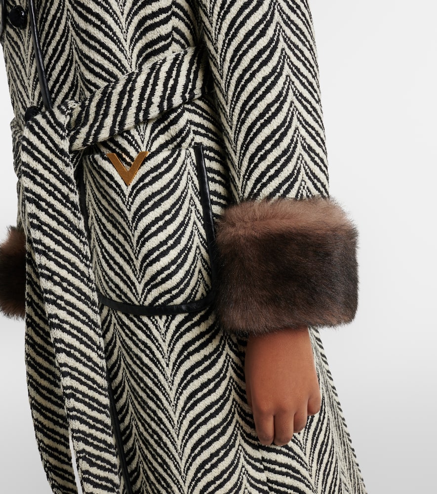  Valentino Valentino Vgold Shearling-trimmed Wool-blend Coat 