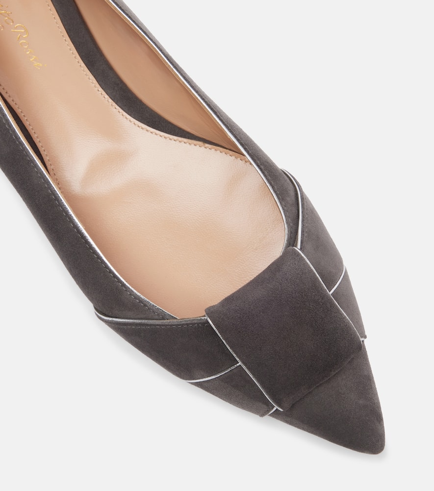 Gianvito Rossi Suede Ballet Flats In Black