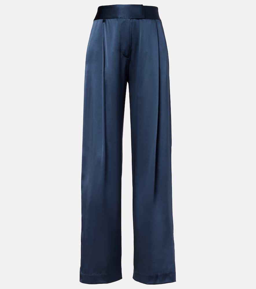 The Sei High-rise Silk Wide-leg Pants In Blue