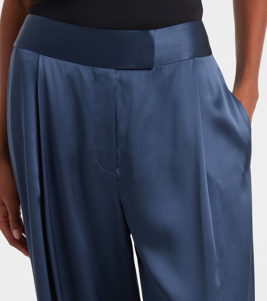 The Sei High-rise Silk Wide-leg Pants In Blue