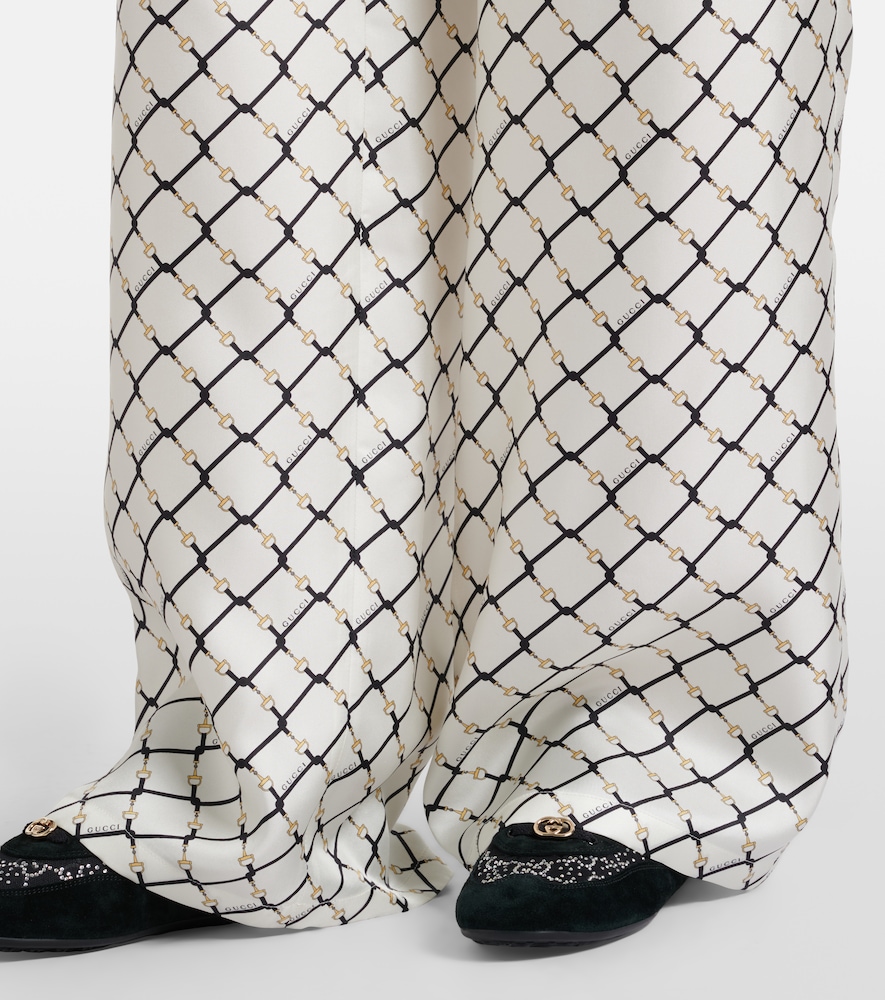  Gucci Gucci Weite Hose Horsebit Aus Seiden-twill 