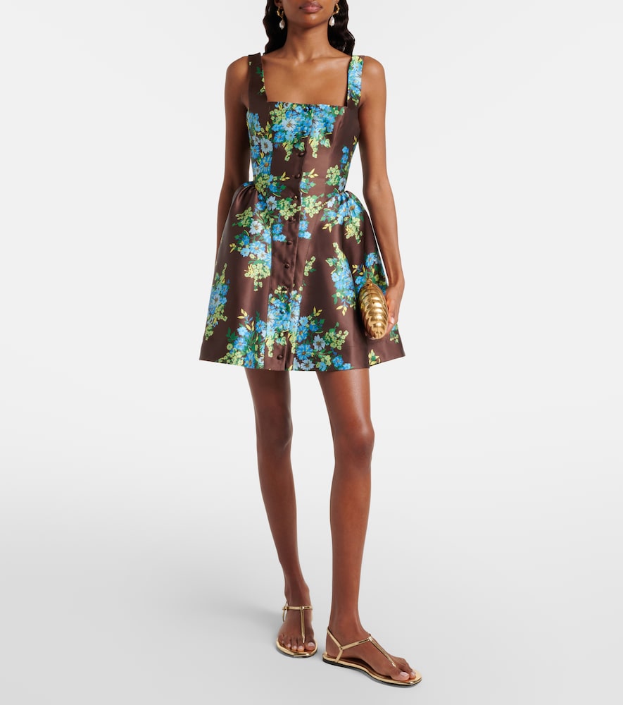 Alémais Floral peplum satin minidress