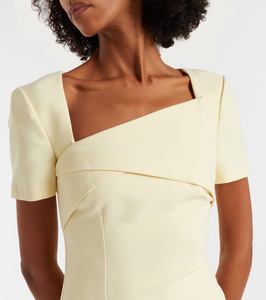 Roland Mouret Draped Crêpe Cocktail Dress In Yellow