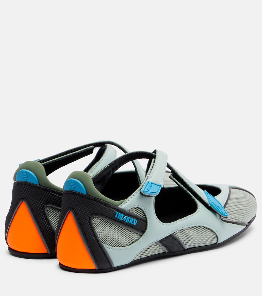 Attico Floor 01 Leather-trimmed Ballet Flats In Blue