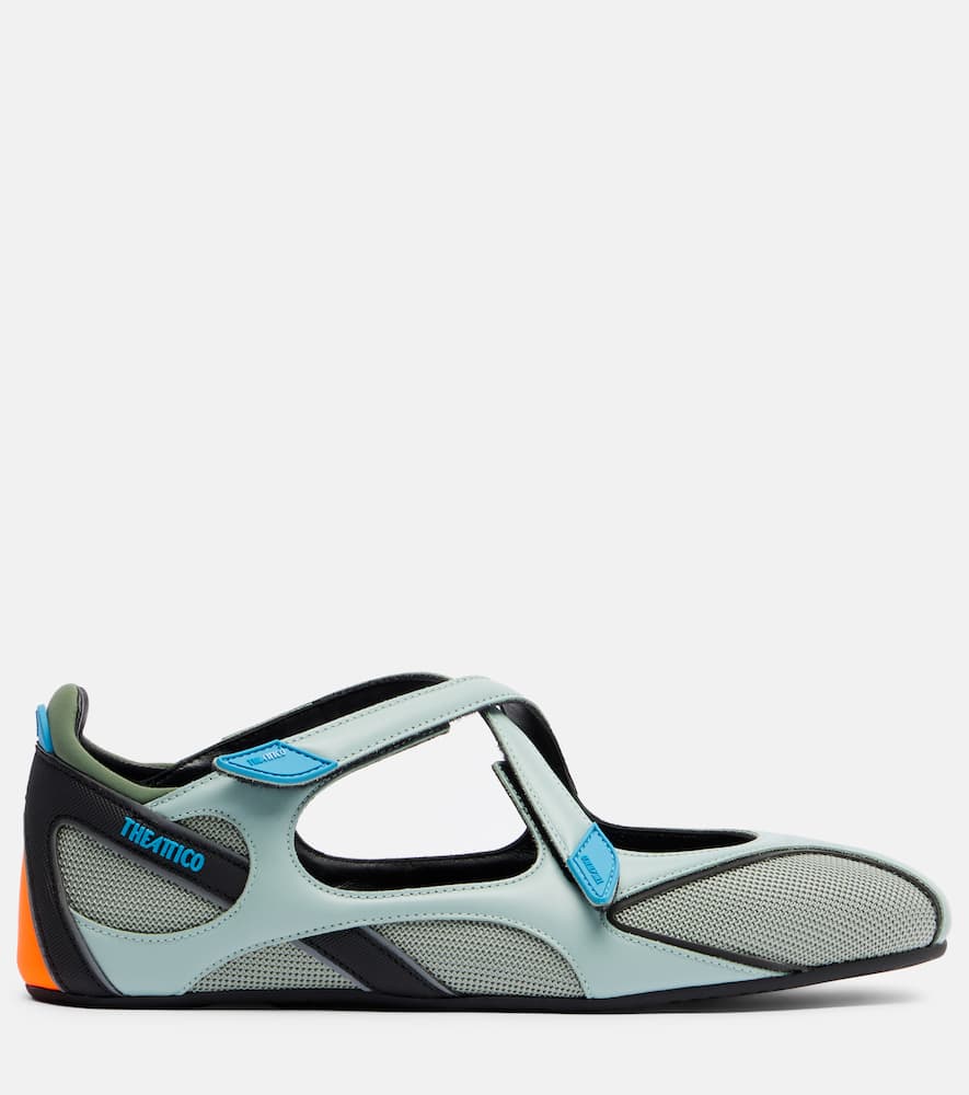 Attico Floor 01 Leather-trimmed Ballet Flats In Blue