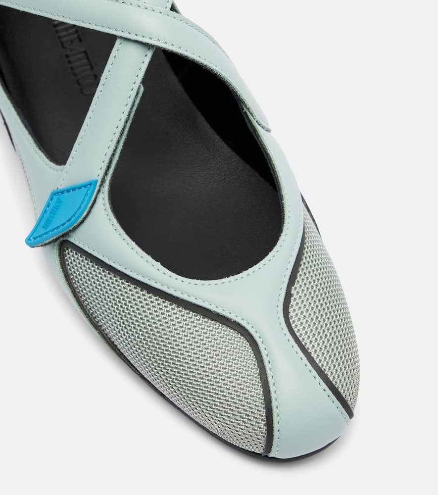 Attico Floor 01 Leather-trimmed Ballet Flats In Blue