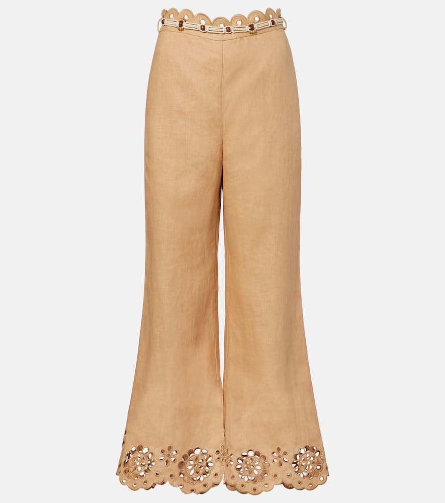 Pantaloni flared cropped Awaken in lino