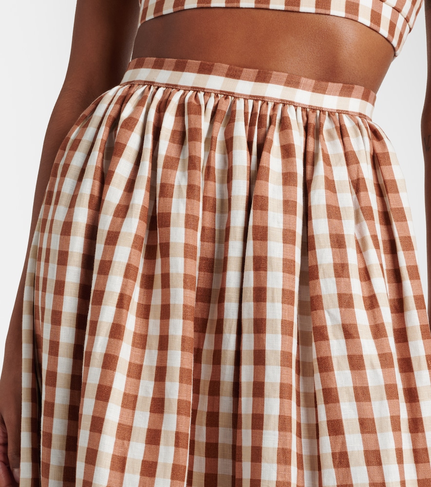  Faithfull Faithfull Ida Gingham Linen Midi Skirt 