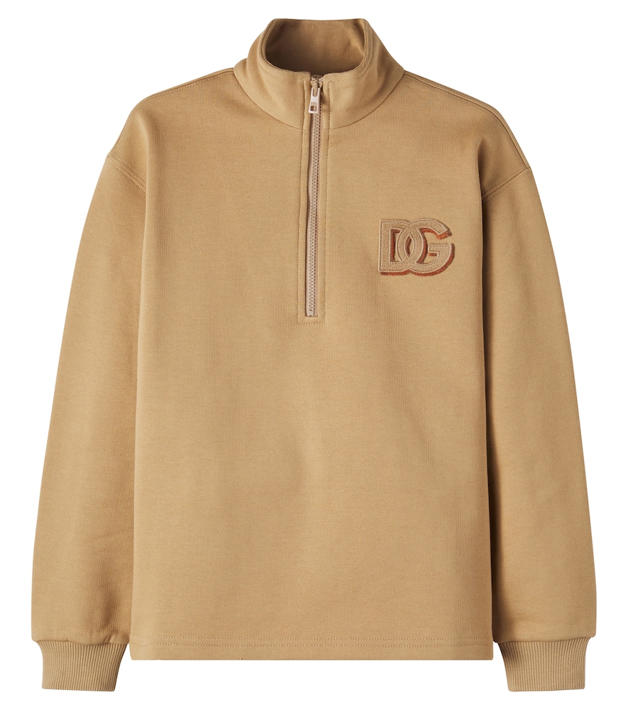 Dolce&Gabbana Kids Beige Dg Cotton Jersey Half-Zip Sweatshirt Y Size 4 - Mytheresa