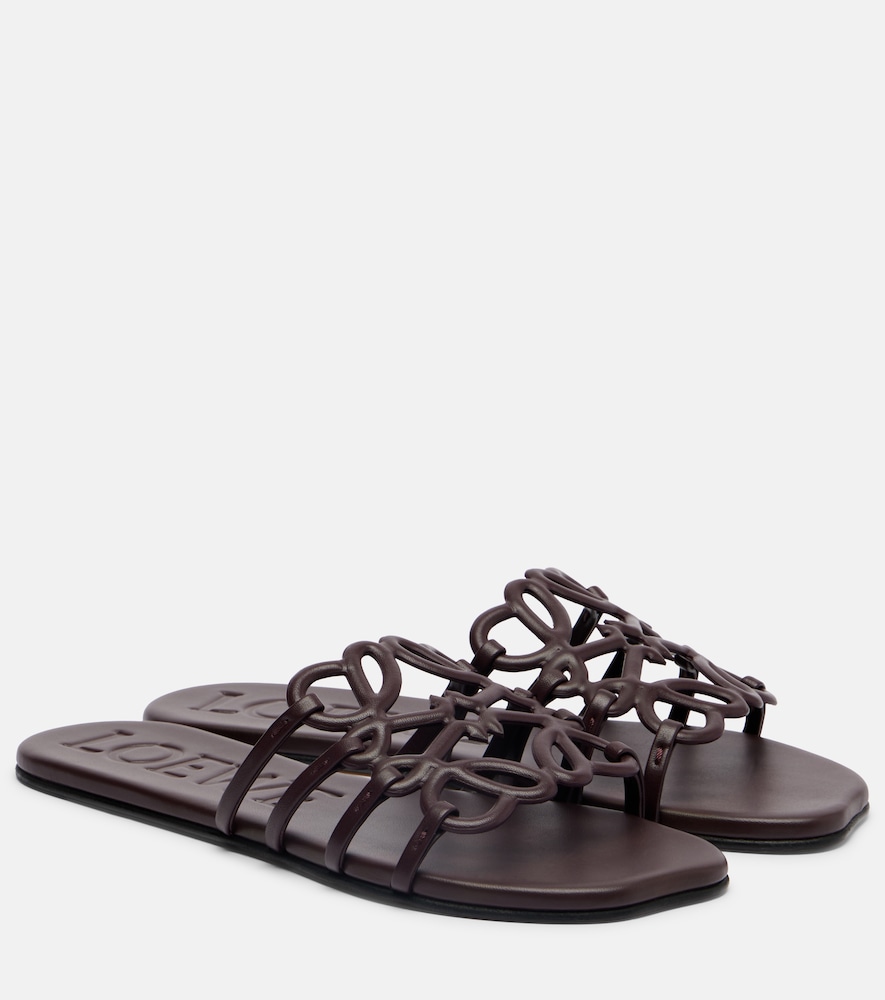 Loewe Petal Anagram leather slides