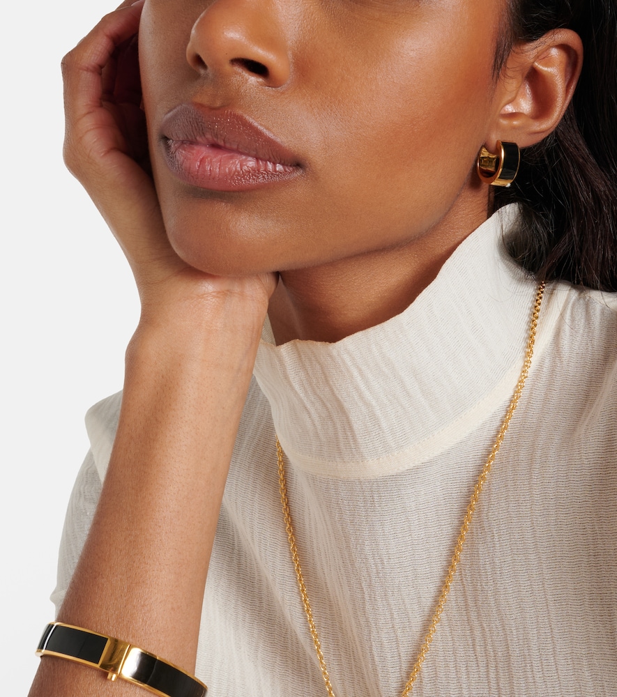 Signature Enamel Gold-Plated Hoop Earrings