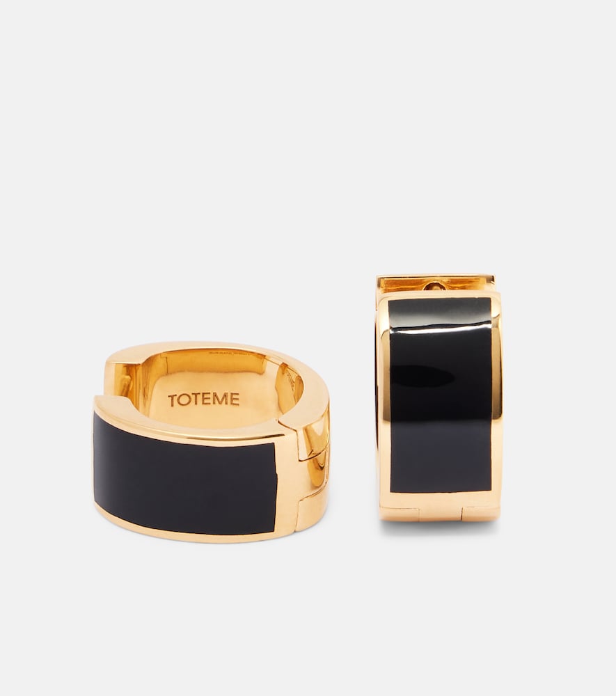 Signature Enamel Gold-Plated Hoop Earrings